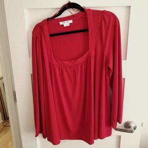 Square-Neck Knit Top With Bubble Sleeves